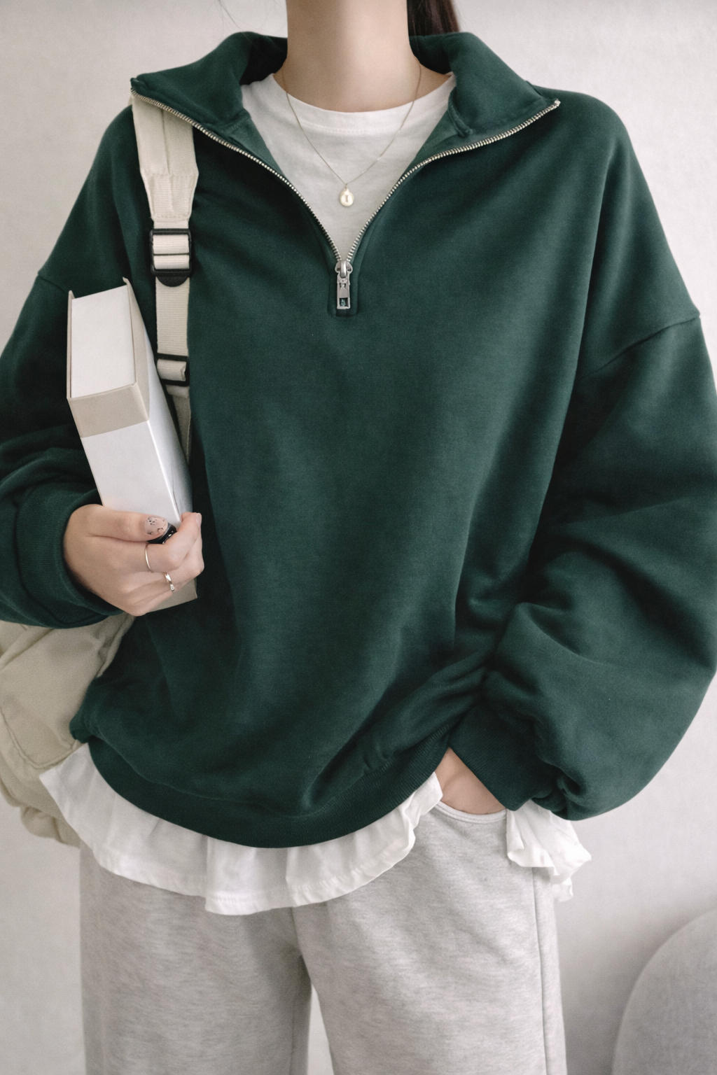 Oversized Half Zip Sweatshirt – Relaxed Fall Streetwear Essential