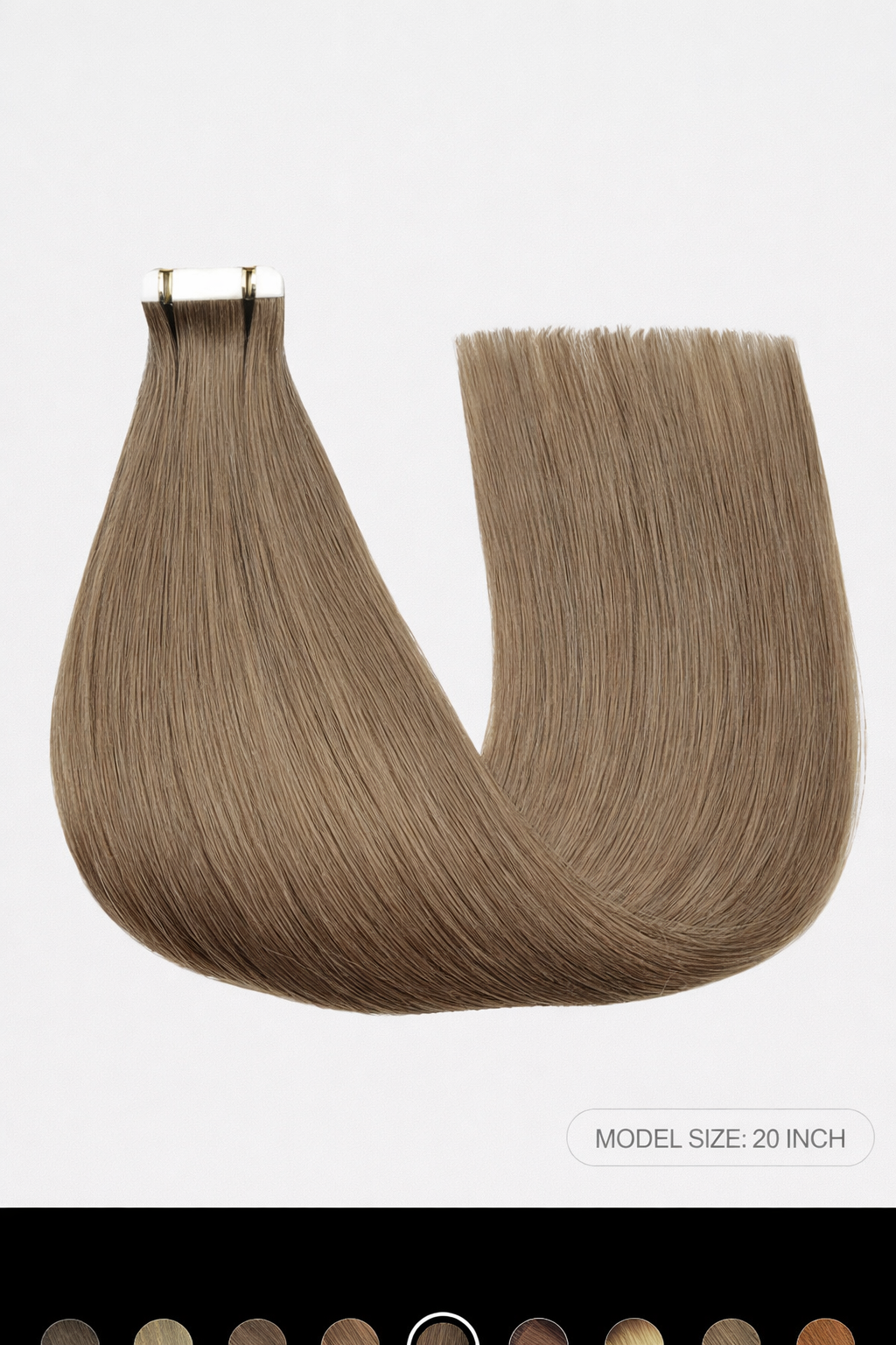 Tape In Human Hair Extensions Remy – Medium Ash Brown Seamless Straight Tape Hair Extensions for Women