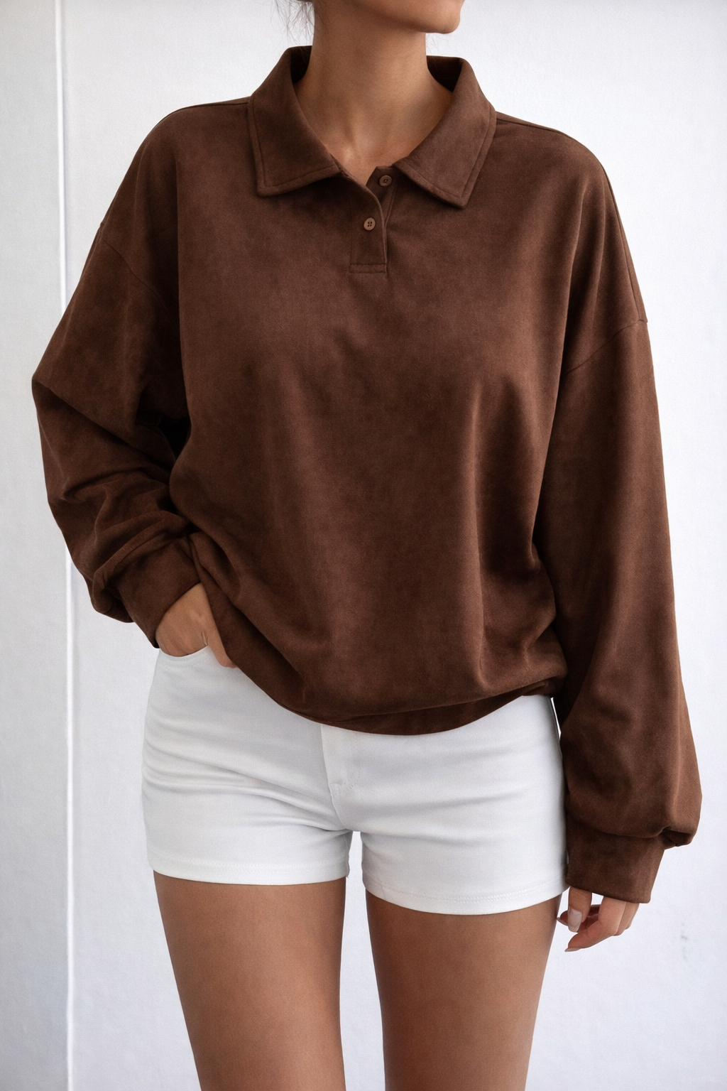 Women’s Loose Brown Sweatshirt – Cozy Autumn Winter Casual Essential