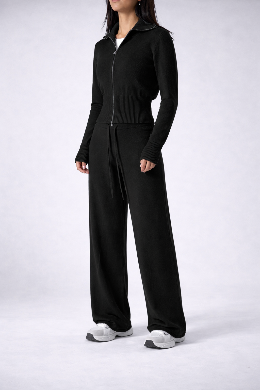 Women’s Zip-Up Knit Lounge Set Cozy Apricot Cardigan And Pants Fall Winter - UltraChic