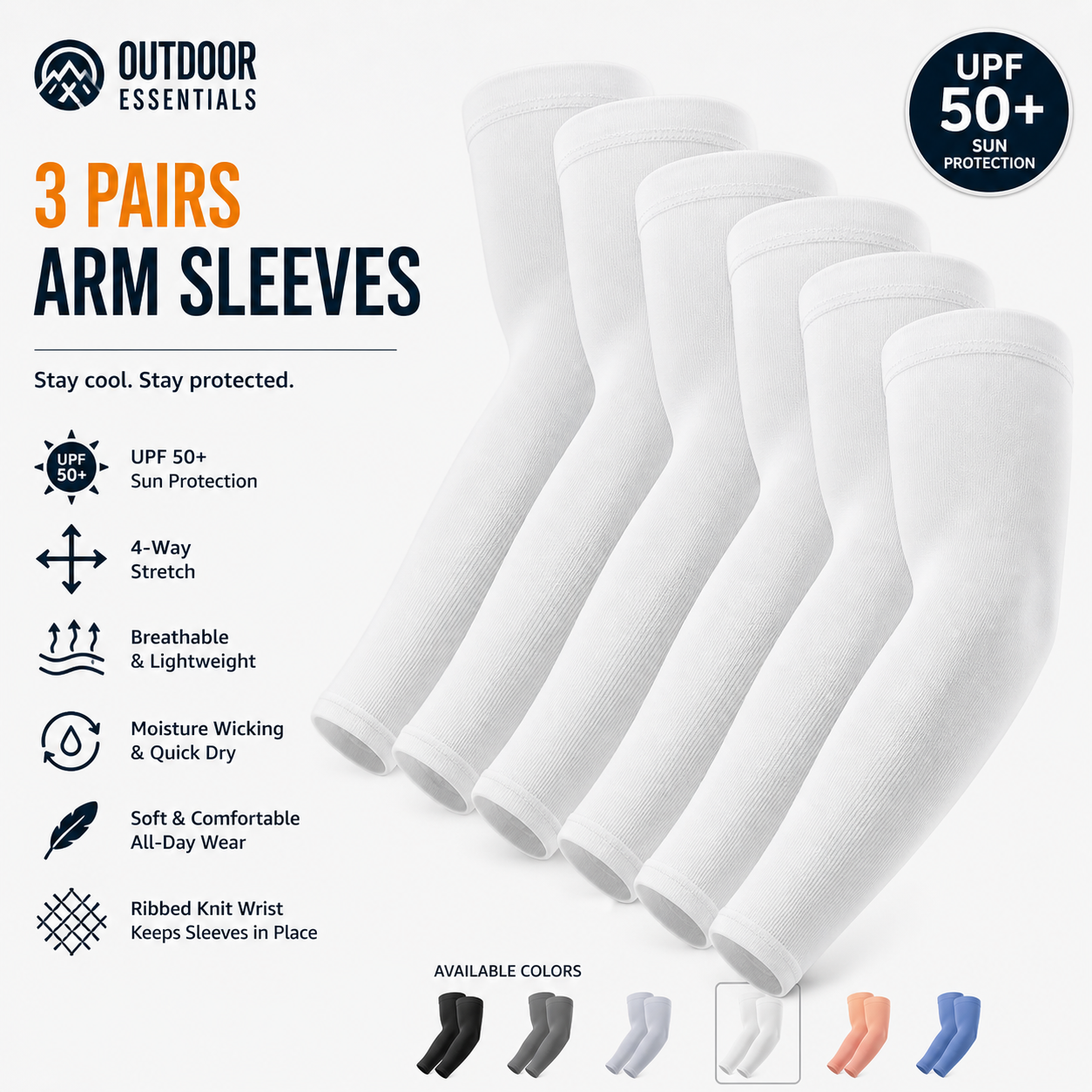 Arm Sleeves UPF 50 Cooling Protection Stay Fresh All Day Summer Unisex Outdoor Essentials CoolVent - UltraChic