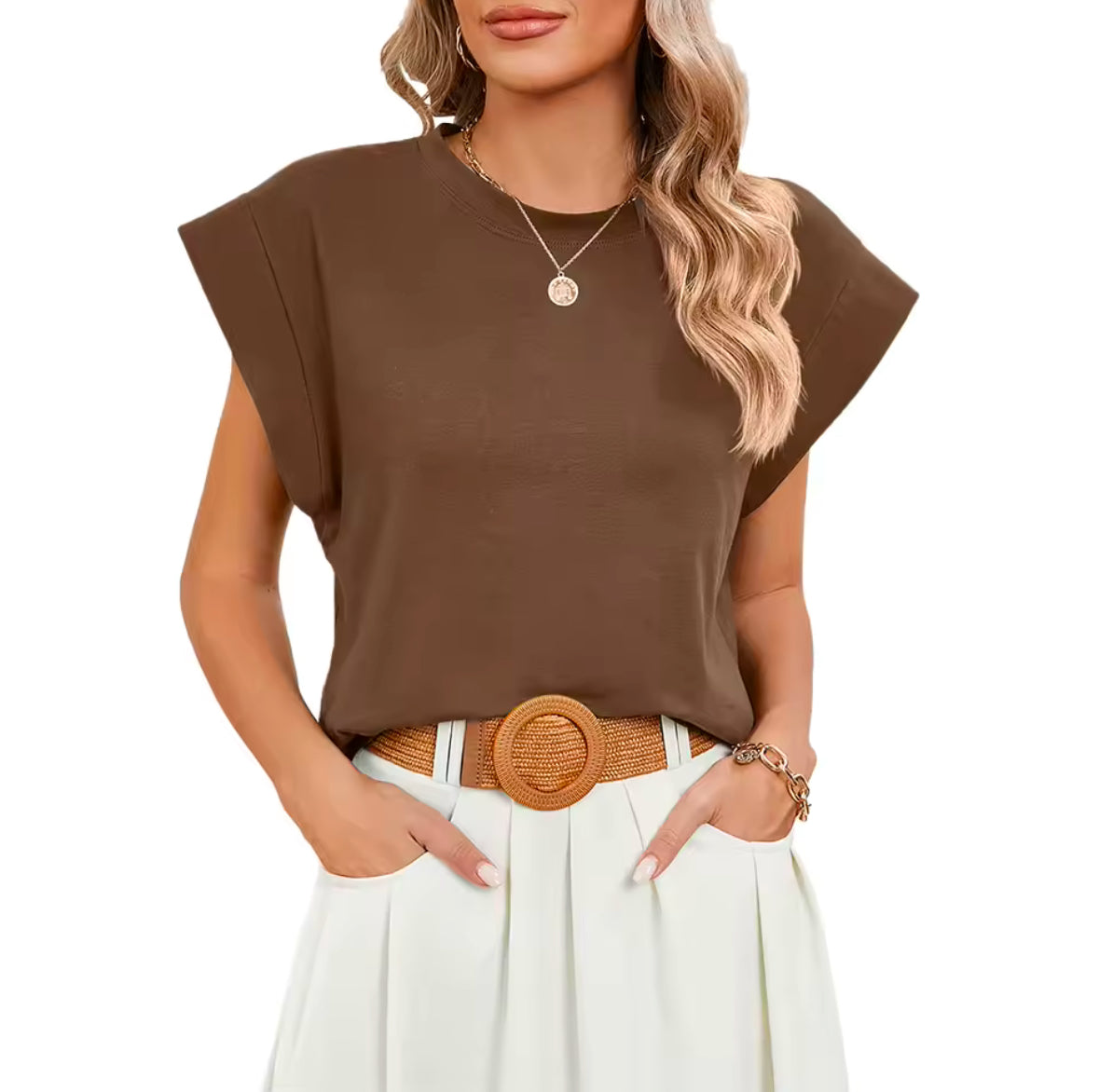 Luneh Batwing Sleeve Tee – Comfy Chic Round Neck Top for Everyday Style