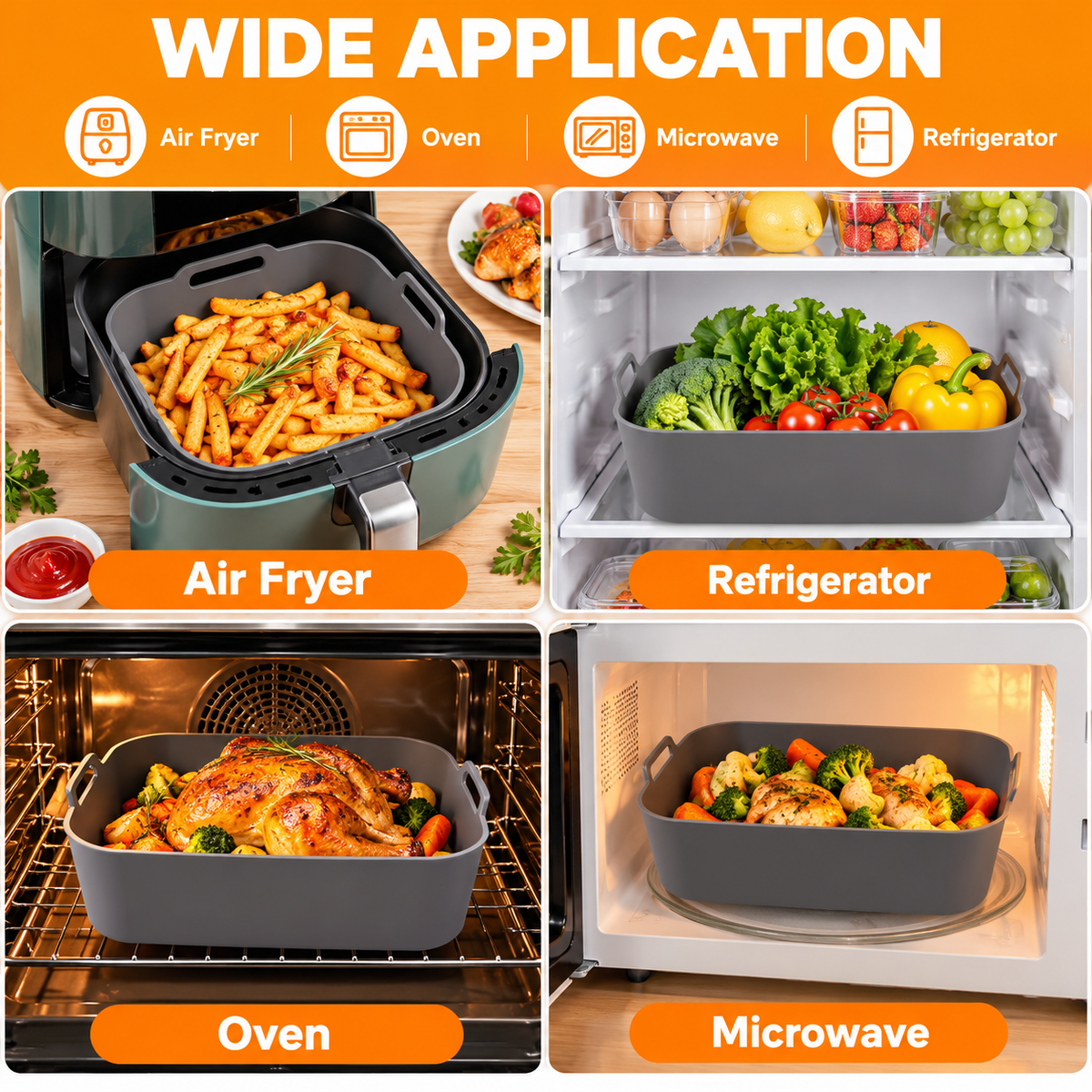 Reusable Silicone Air Fryer Liners – Non-Stick Cooking Basket Inserts