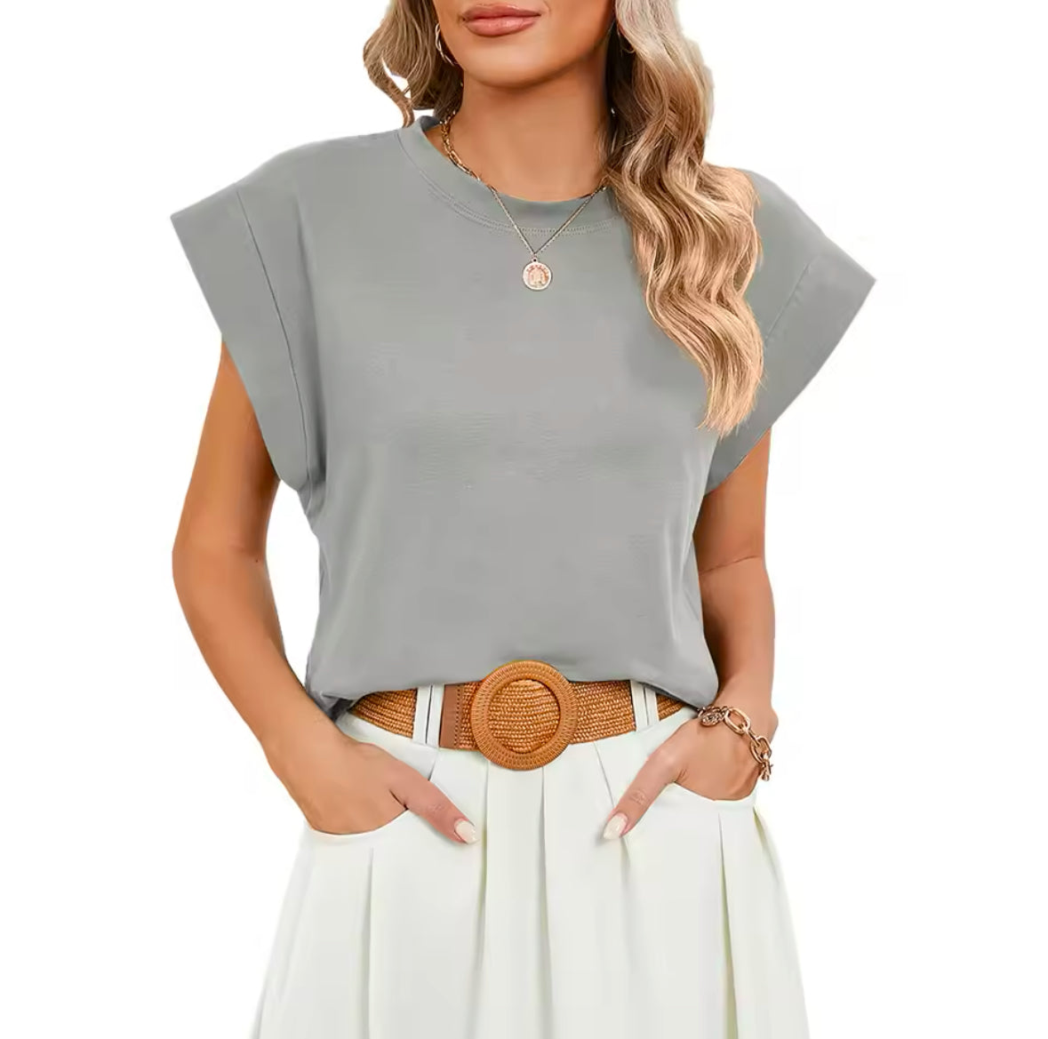 Luneh Batwing Sleeve Tee – Comfy Chic Round Neck Top for Everyday Style