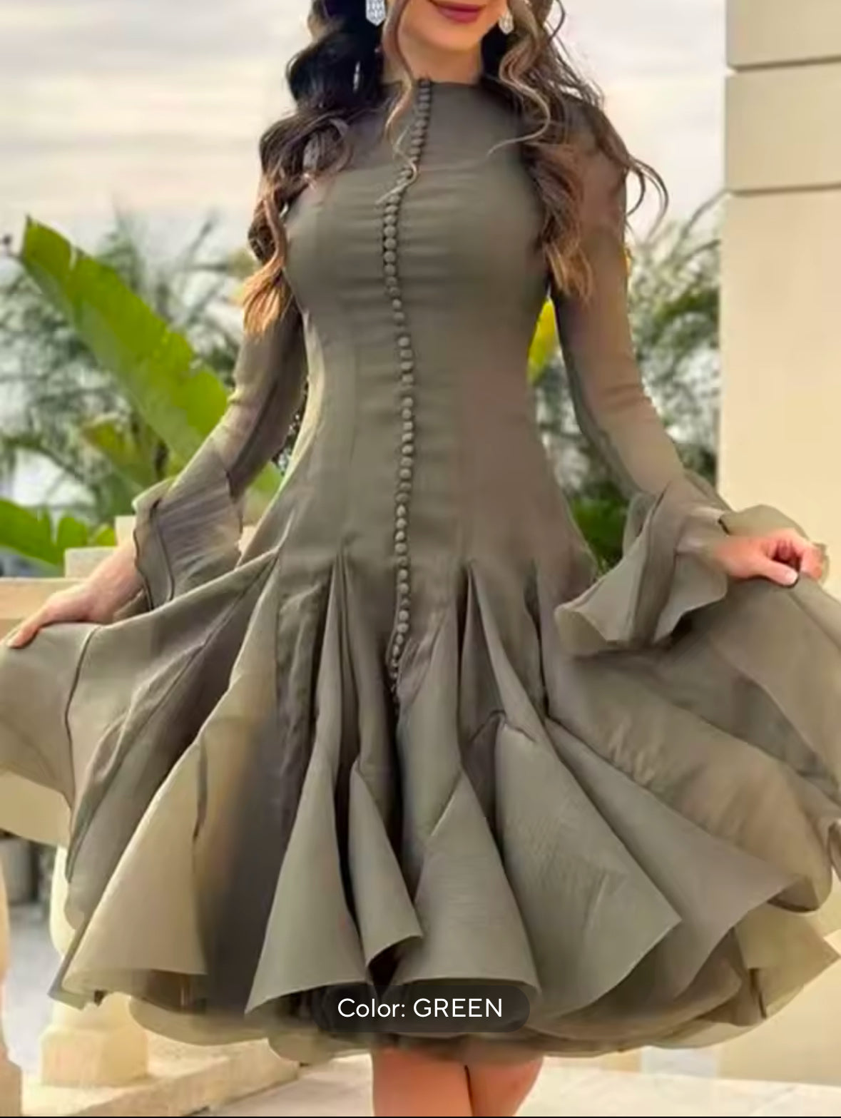 TWOTWINSTYLE Women’s Trendy Mini Dress – Irregular Pleated Patchwork with Lantern Sleeves & Waist Cinching – 2025 Fashion