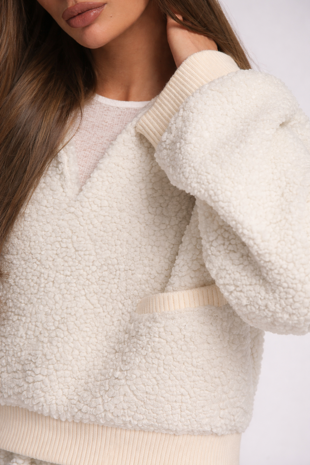 Women’s Borg Oversized Collar Sweatshirt – Cozy Winter Casual Essential