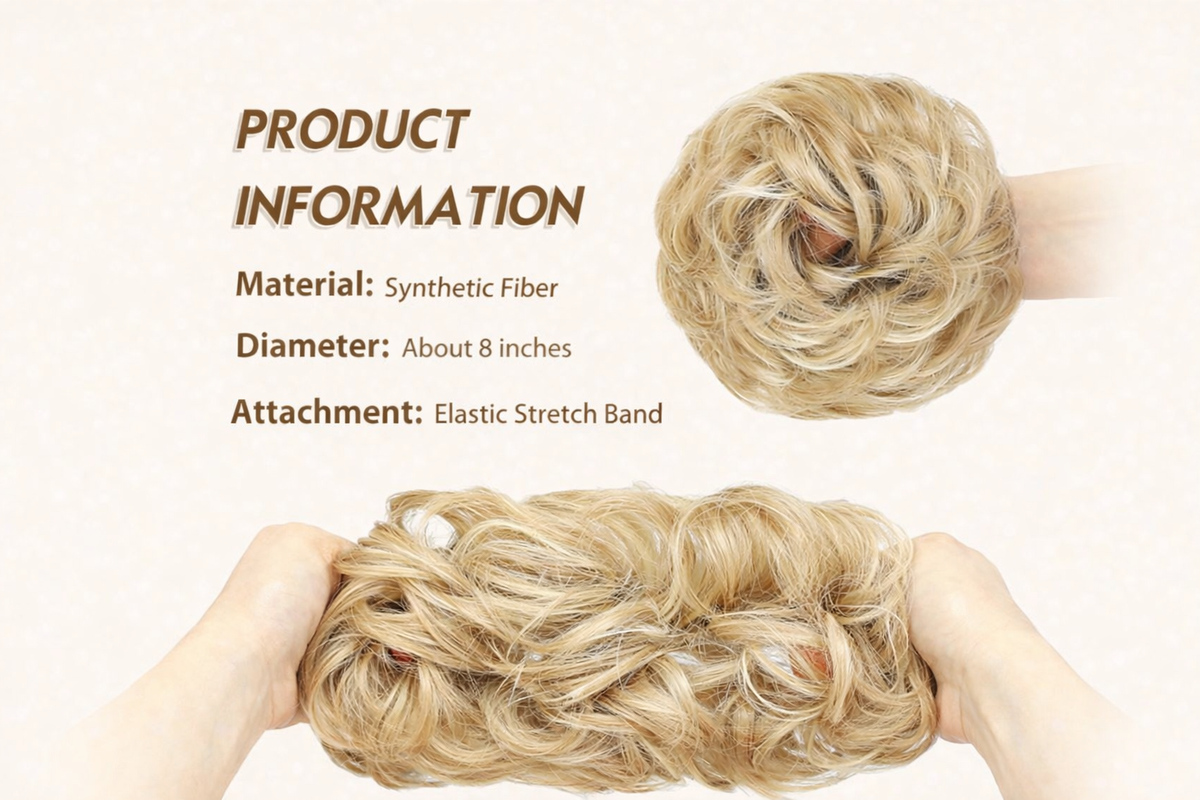 Messy Bun Hair Piece Scrunchie – Wavy Curly Synthetic Chignon Ponytail Thick Updo Hair Extension for Women - UltraChic