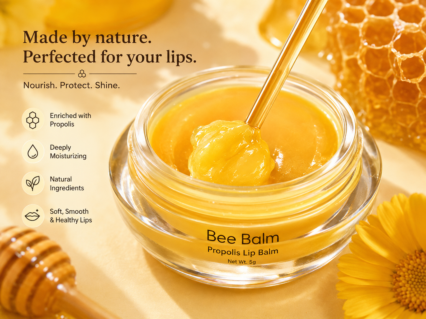 Bee Balm Propolis Lip Balm – Deep Moisturizing Honey Lip Care for Soft & Healthy Lips