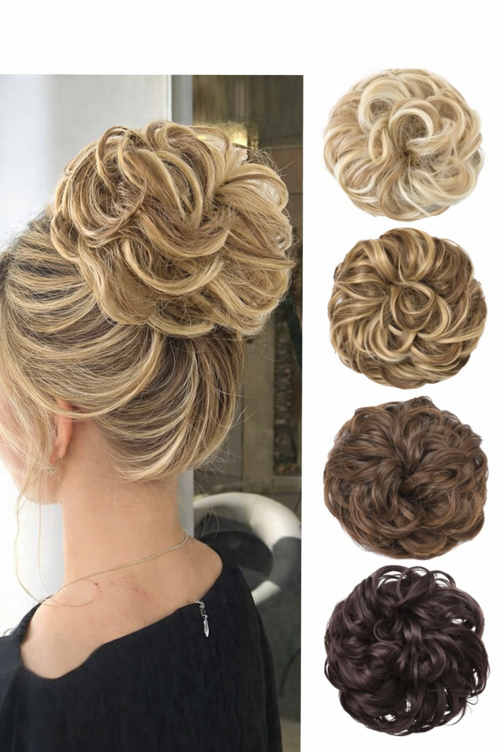 Messy Bun Hair Piece Scrunchie – Wavy Curly Synthetic Chignon Ponytail Thick Updo Hair Extension for Women - UltraChic