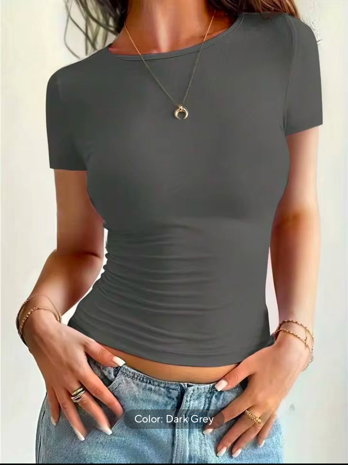 Cute Scoop Neck Crop Tops for Women – Slim Fit Y2K Summer Tees 2025 | Basic Yet Trendy T-Shirts