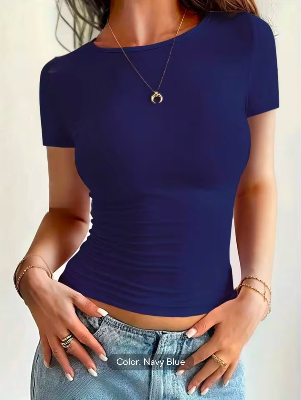 Cute Scoop Neck Crop Tops for Women – Slim Fit Y2K Summer Tees 2025 | Basic Yet Trendy T-Shirts