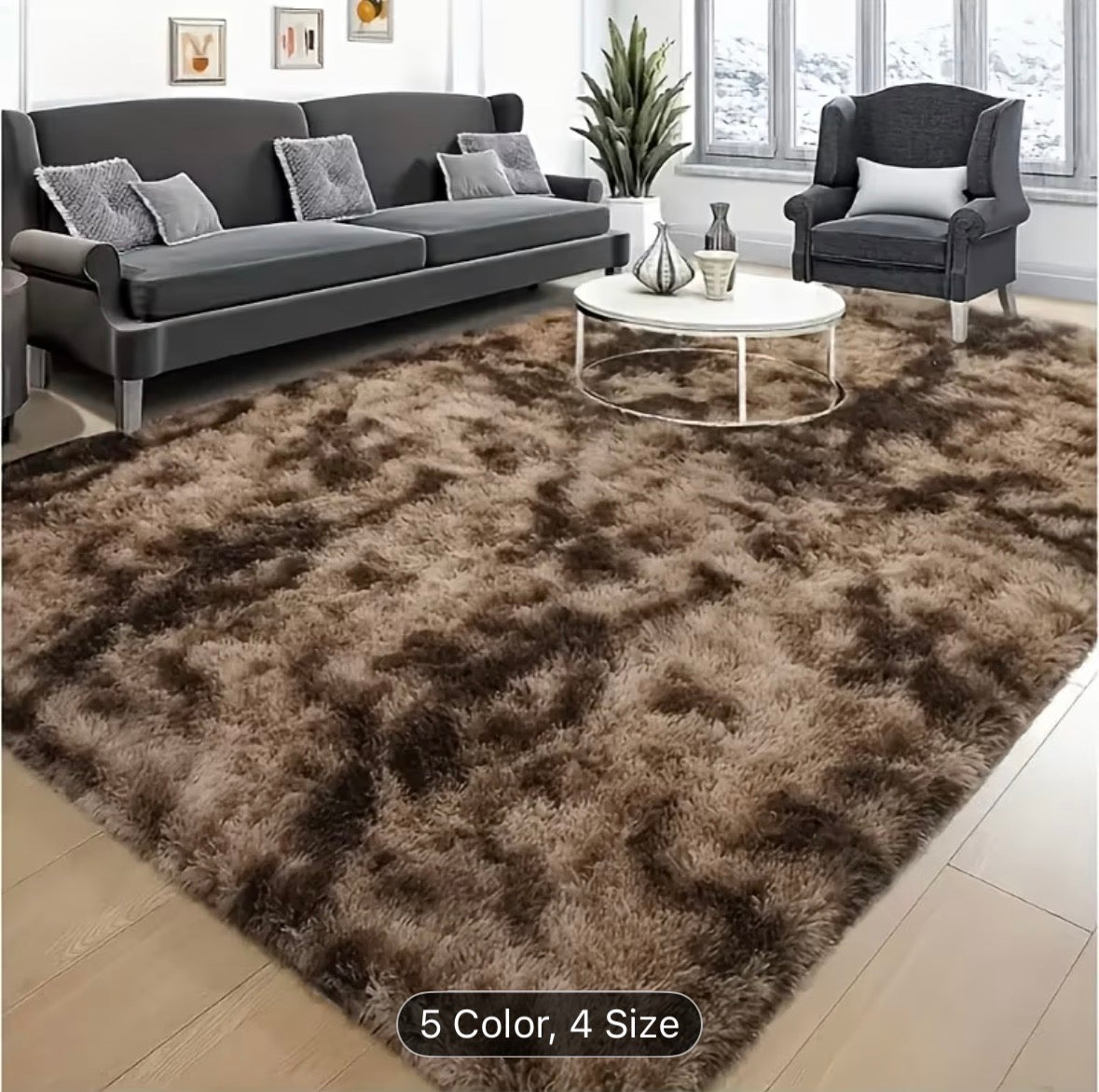 Plush Rectangular Area Mat – Soft Fluffy Non-Slip Rug for Living Room, Bedroom & Office – Easy-Clean Polyester Home Decor