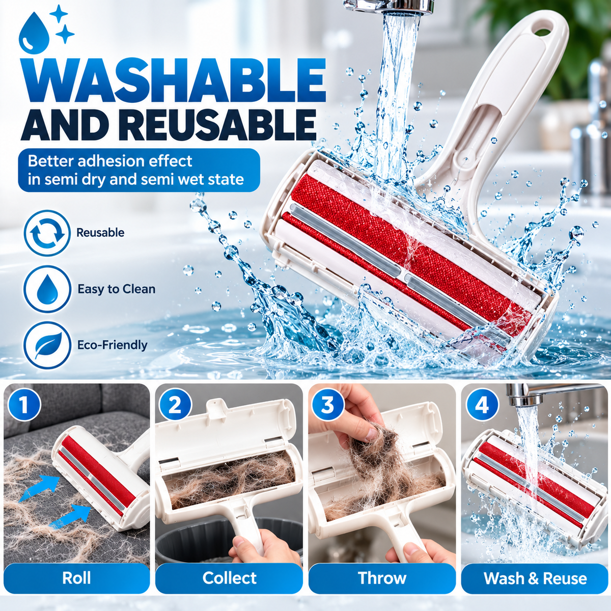 Reusable Pet Hair Remover Roller – Furniture & Upholstery Cleaner