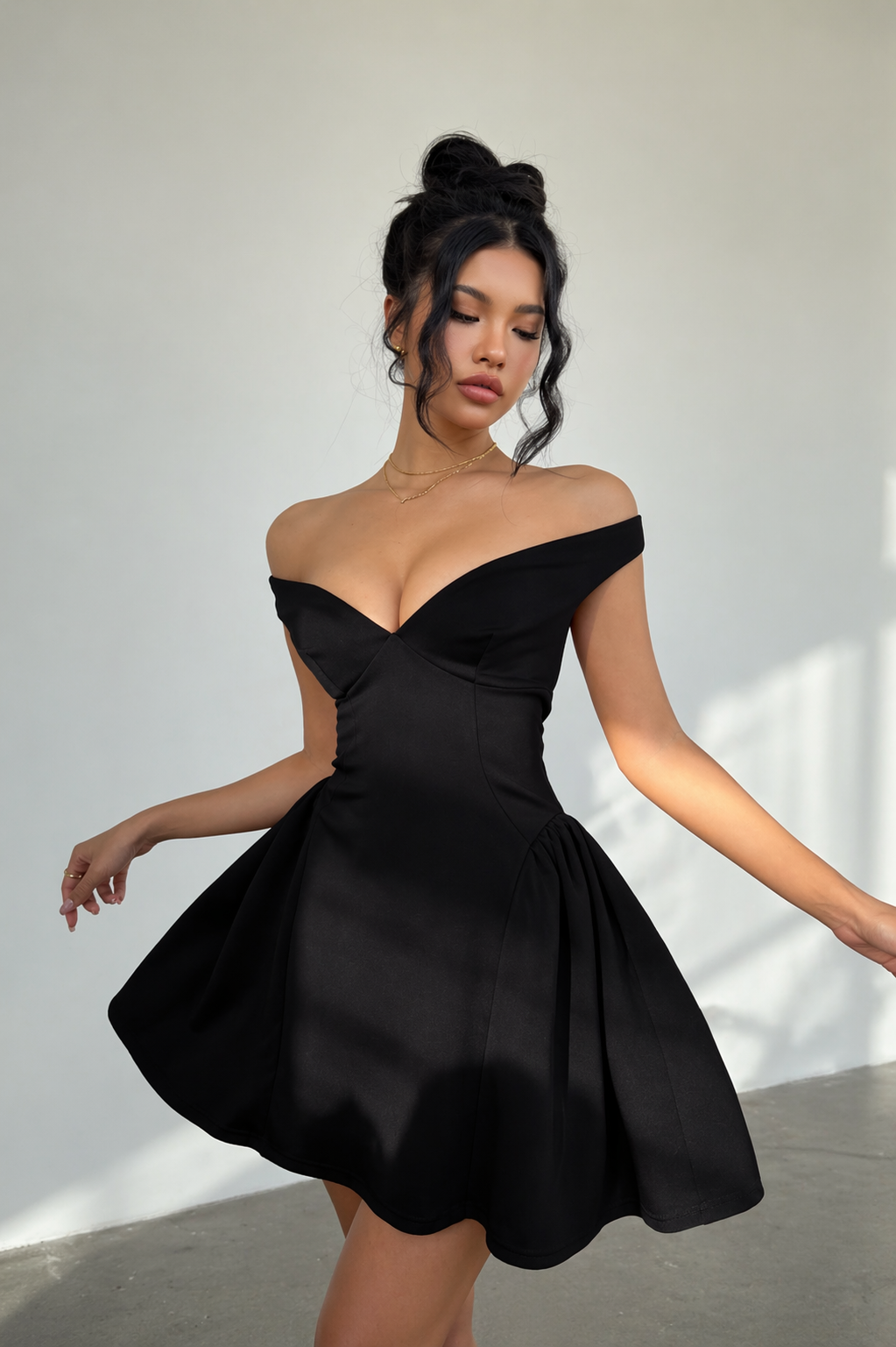 Off Shoulder Flare Mini Dress for Women – Slimming Fit Elegant Summer Party & Date Night Dress