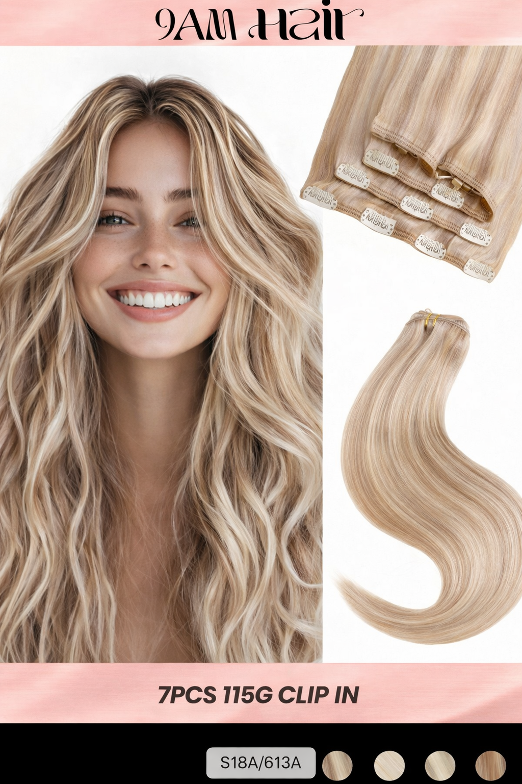 Clip In Human Hair Extensions 7PCS Remy – Double Weft Invisible Natural Hair Extensions for Women