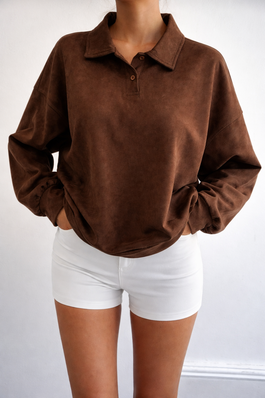 Women’s Loose Brown Sweatshirt – Cozy Autumn Winter Casual Essential