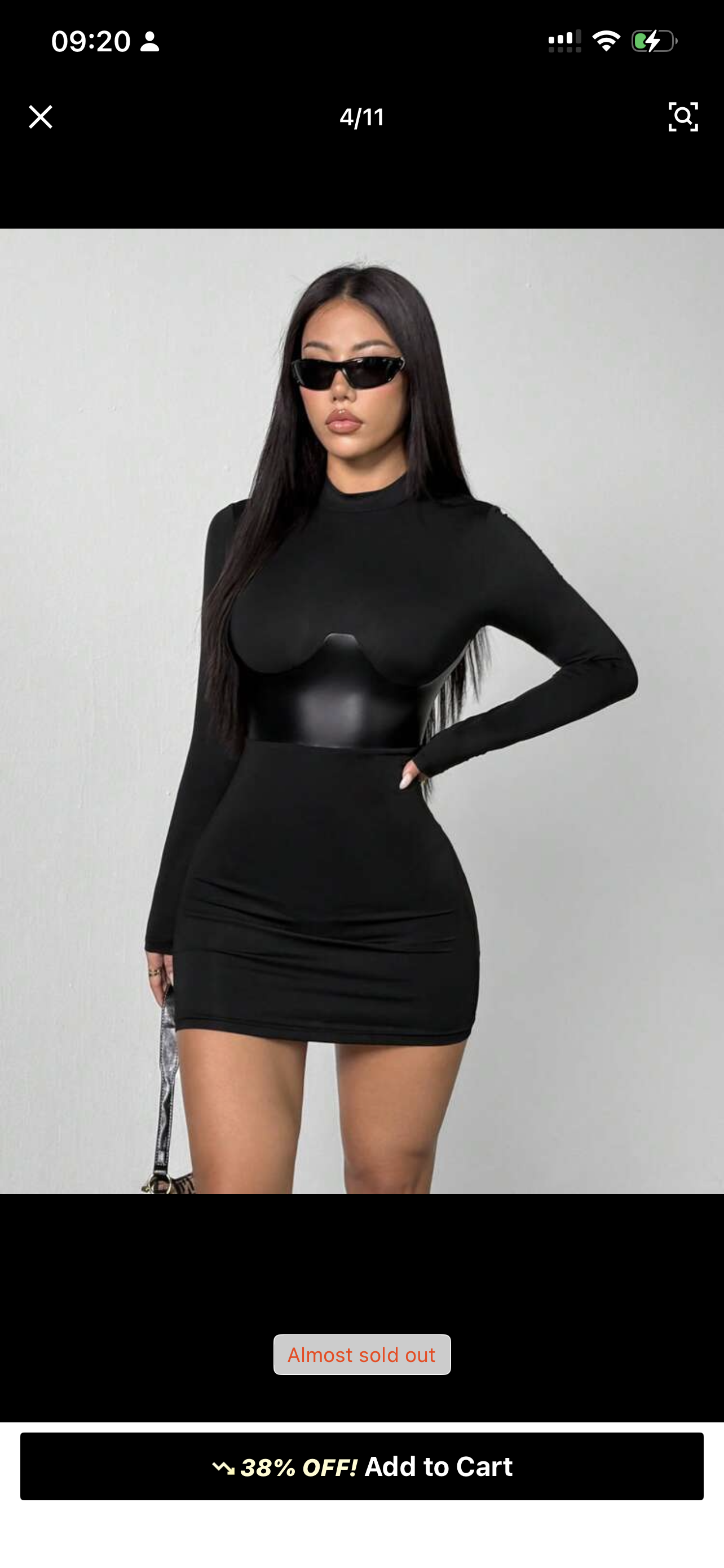 Black Bodycon Long Sleeve Dress Stand Collar Sculpting Fit Effortless Sleek Look Fall Winter Women