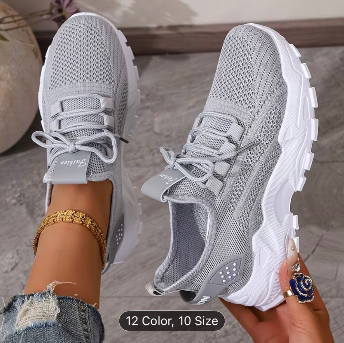 Women’s Breathable Knit Sneakers – Lightweight, Comfortable Low-Top Walking & Running Shoes - UltraChic