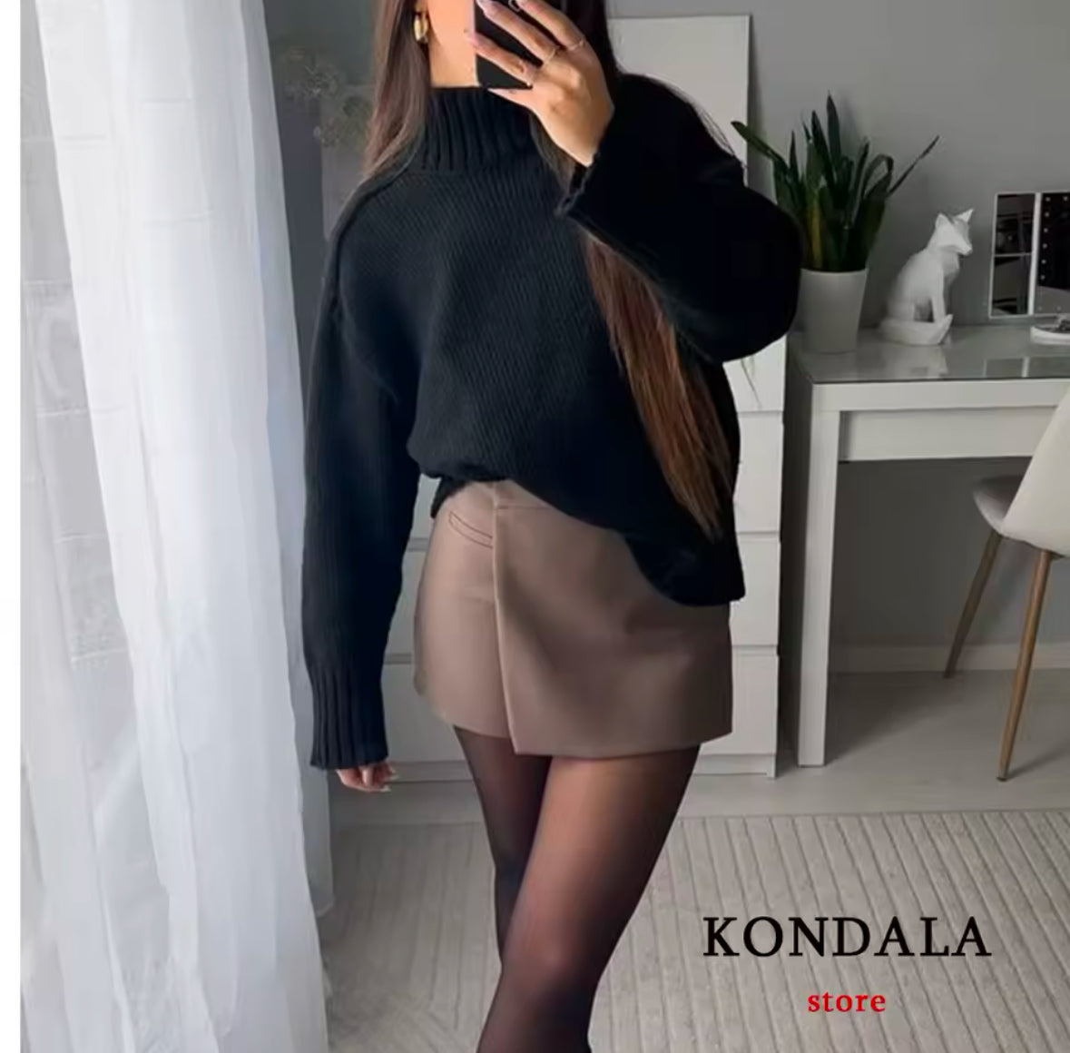 TRAFZA Vintage Split Mini Skirt Shorts for Women – High Waist, Elegant Office Fashion with Front Pockets – Stylish 2025 Trendy Look