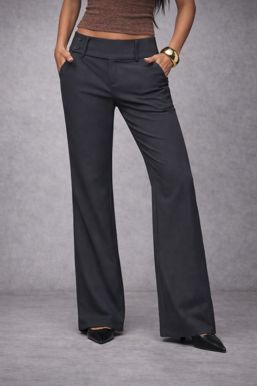 Women’s Low-Waist Black Casual Pants – Everyday Essential - UltraChic