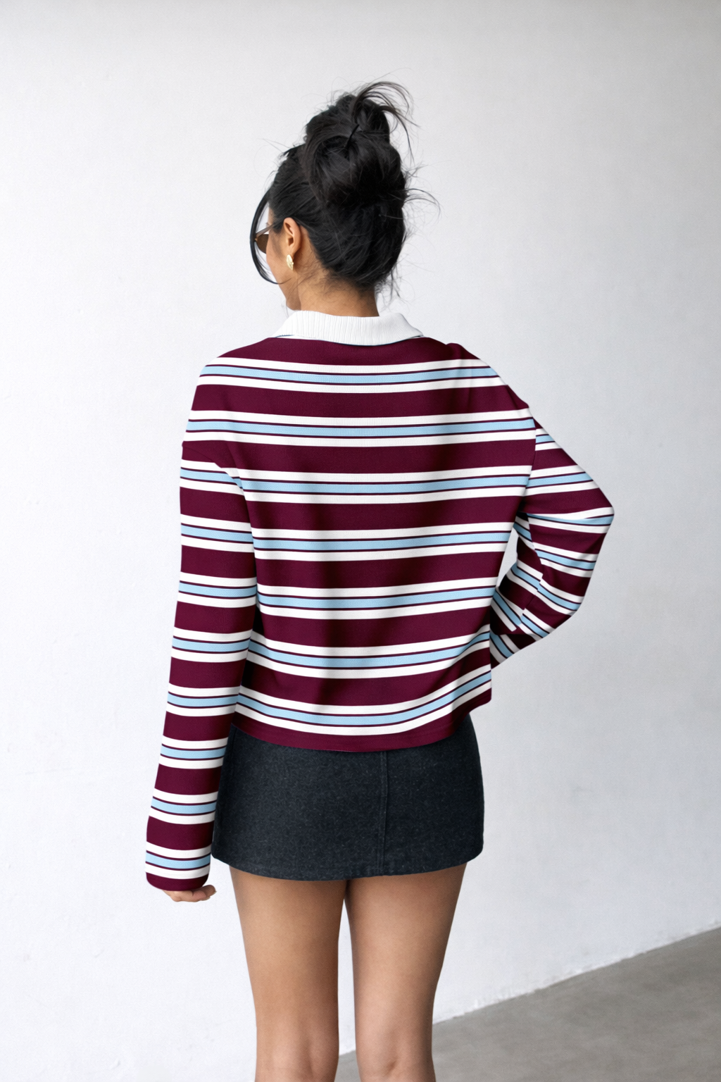 Striped Polo Sweatshirt – Retro 2-in-1 Autumn Winter Casual Top - UltraChic