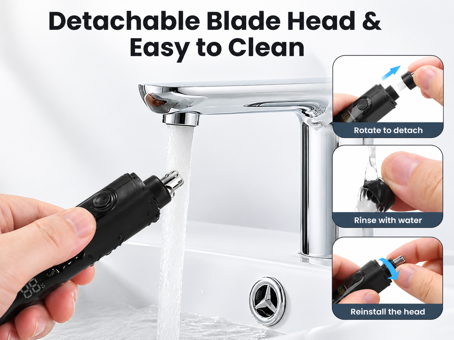 Nose Hair Trimmer Rechargeable Precision Grooming Clean Polished Look Instantly All Season Men - UltraChic