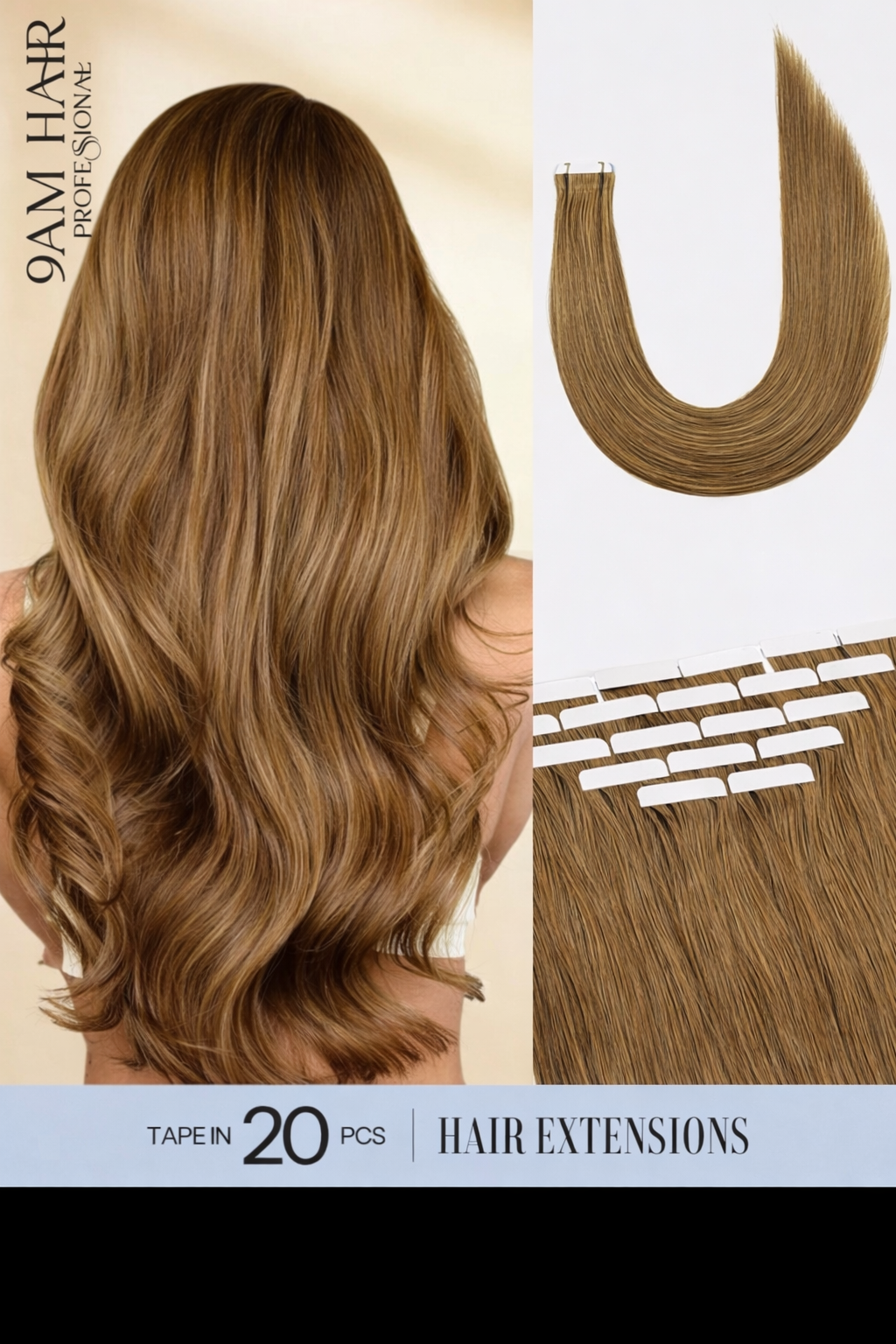 Tape In Human Hair Extensions Remy – Medium Ash Brown Seamless Straight Tape Hair Extensions for Women