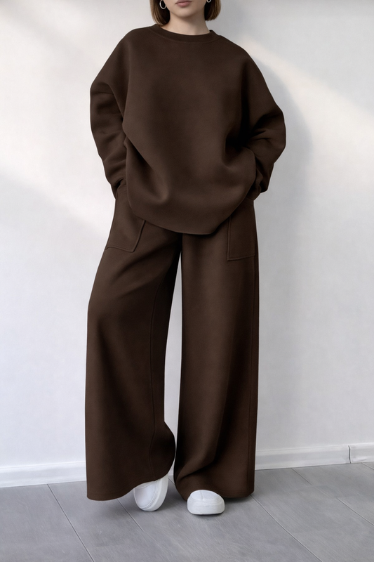 Women’s Relaxed Knit Two-Piece Set – Soft Pocket Pants Fall Casualwear - UltraChic