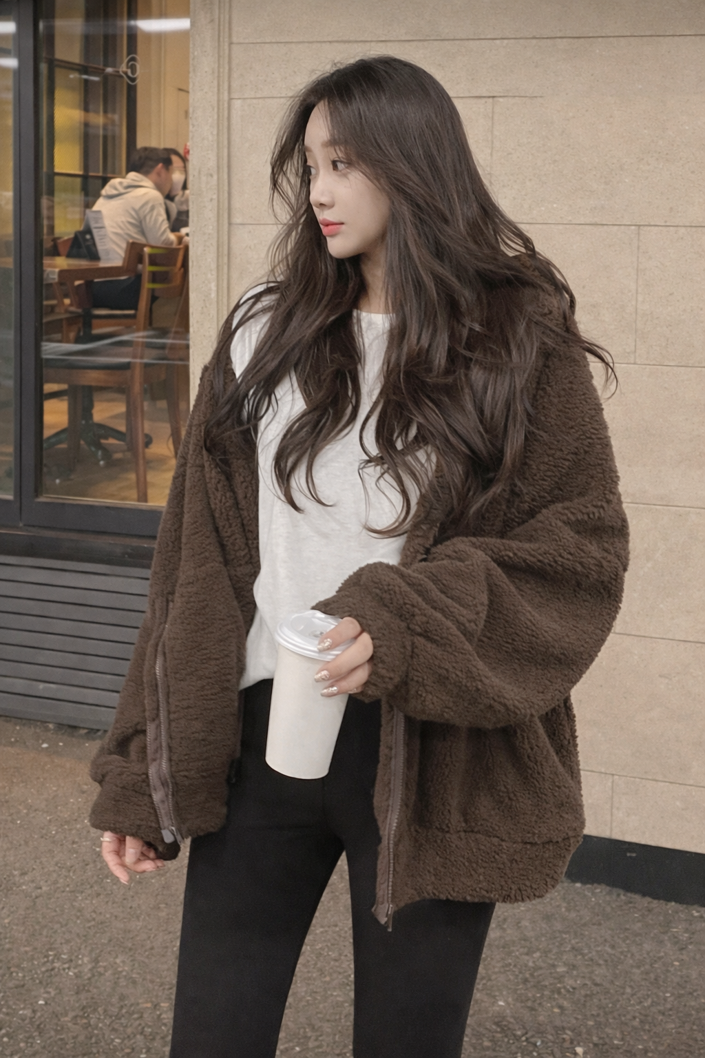 Women’s Zip-Up Teddy Hoodie – Oversized Fall Winter Casual Jacket
