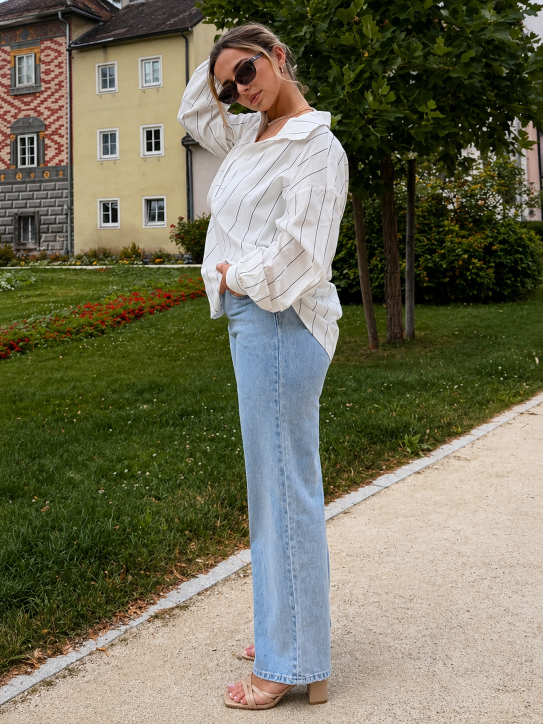 High Waist Wide Leg Jeans Flattering Long Leg Silhouette Effortless Clean Style All Season Women