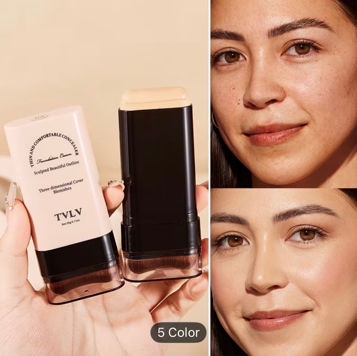 2-in-1 Concealer & Foundation Stick – Waterproof, Sweat-Resistant, Full Coverage for Flawless Makeup