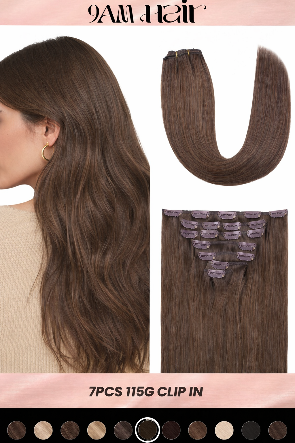 Clip In Human Hair Extensions 7PCS Remy – Double Weft Invisible Natural Hair Extensions for Women