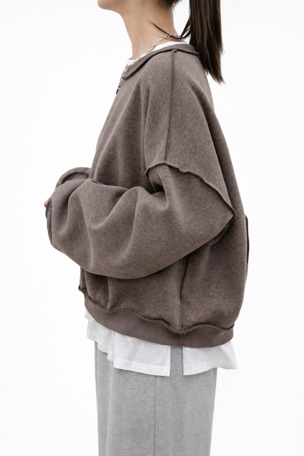 Women’s Stitch Detail Oversized Sweatshirt – Autumn Winter Casual Streetwear