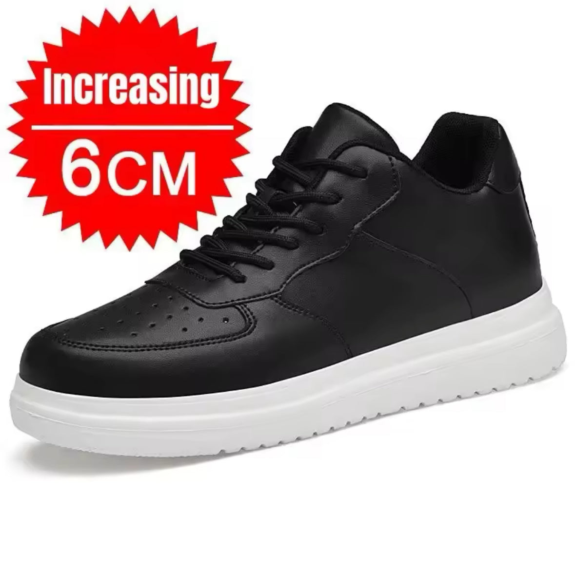 Boost Your Confidence with PDEP Height Increasing Shoes for Men – 10cm Invisible Elevator Sneakers, Stylish White Leather Sport Shoes in Big Size 46