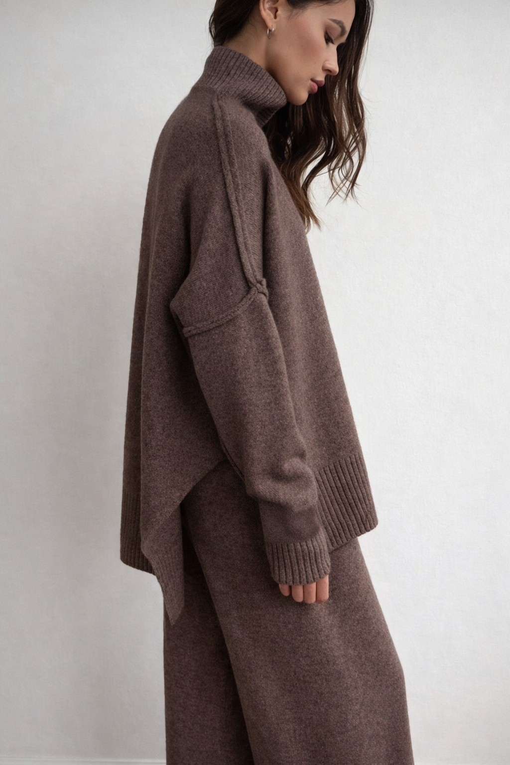 Women’s High Collar Knit Lounge Set – Cozy Autumn Winter Two Piece Outfit - UltraChic