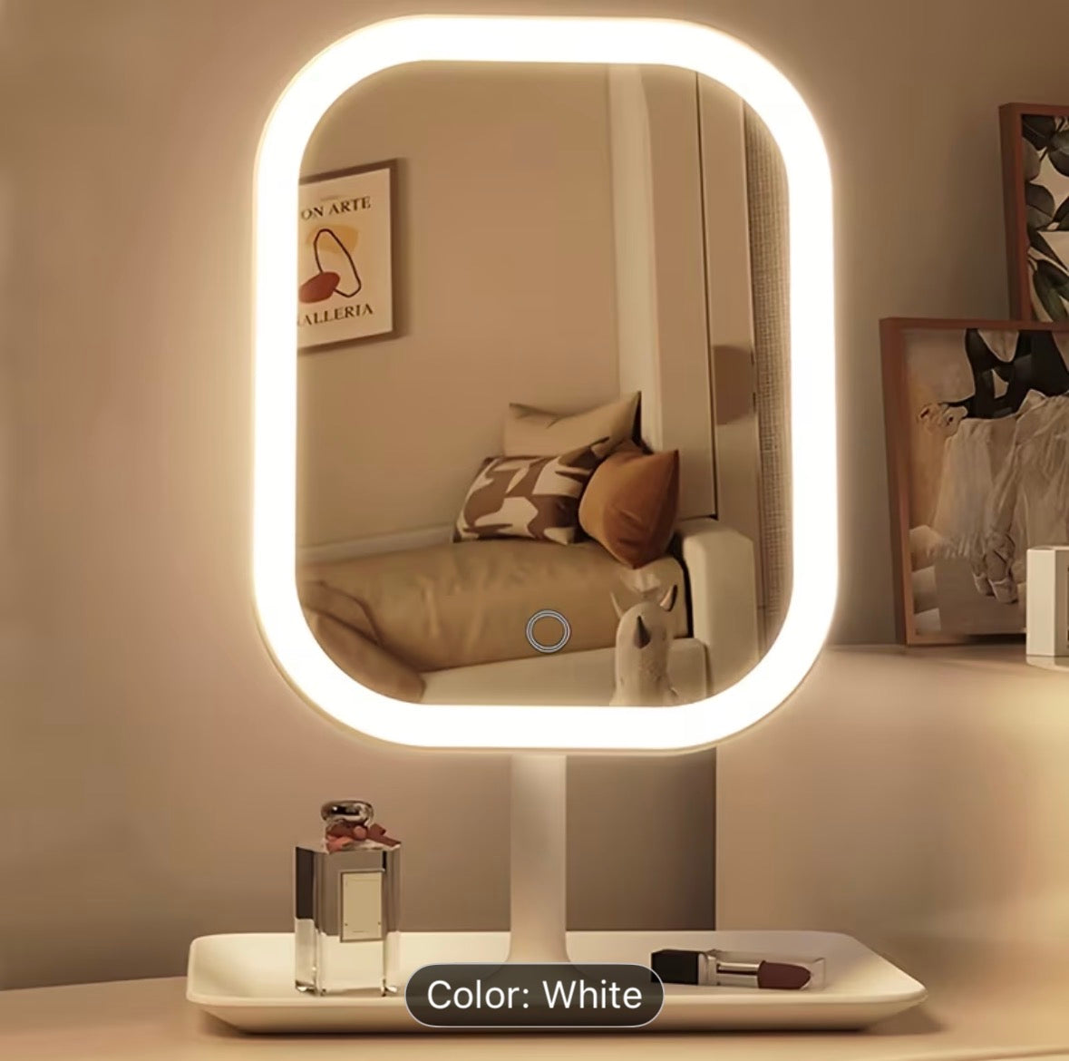 LED Makeup Mirror, Rechargeable Desktop Vanity Mirror with Lights, 3 Light Modes, Touch Control, Adjustable Brightness, Portable Lighted Beauty Mirror, Travel Vanity Cosmetic Mirror with Lights - UltraChic