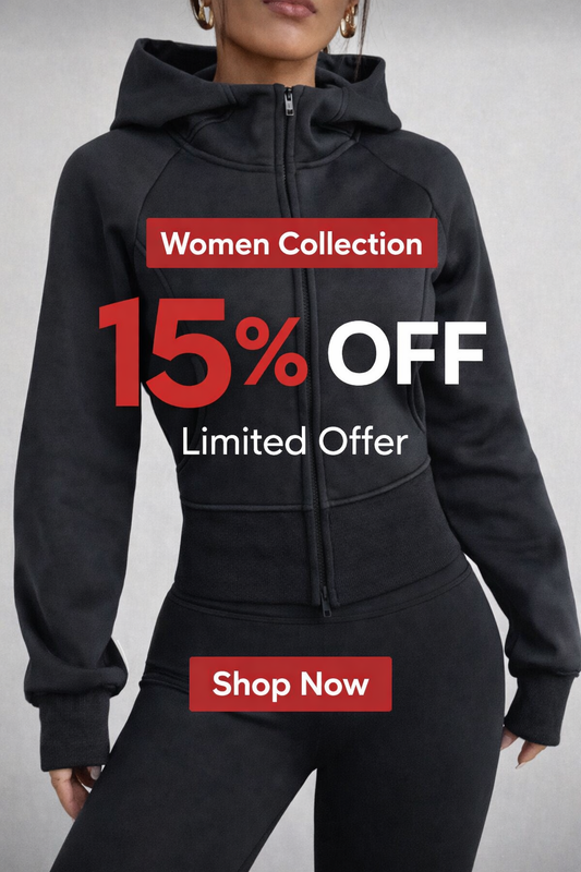 Women’s Thermal Lined Zip-Up Hoodie – Slim Fit Winter Casual Sweatshirt Jacket - UltraChic