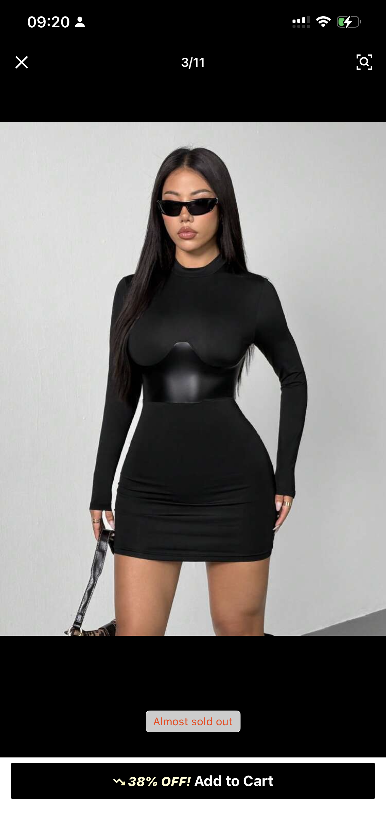 Black Bodycon Long Sleeve Dress Stand Collar Sculpting Fit Effortless Sleek Look Fall Winter Women