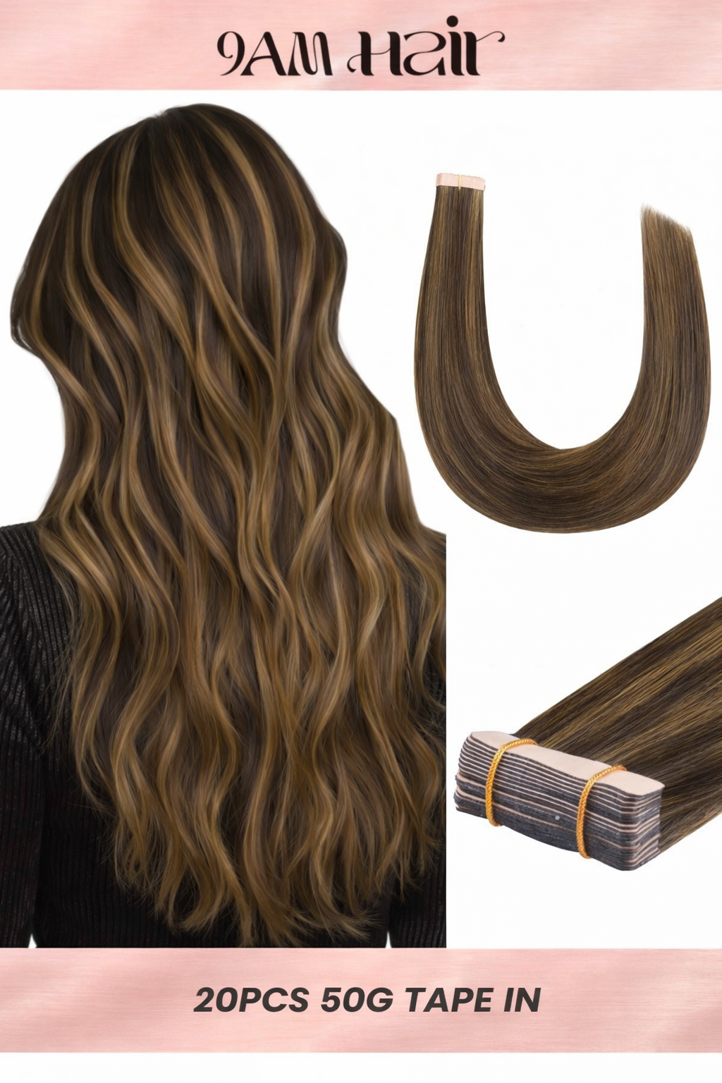 Tape In Human Hair Extensions Remy Straight – Invisible Seamless PU Tape Hair Extensions for Women Salon Quality