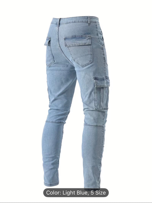 Men’s Workwear Slim Fit Jeans – Durable Casual Denim Pants for Work, Street & Everyday Wear - UltraChic