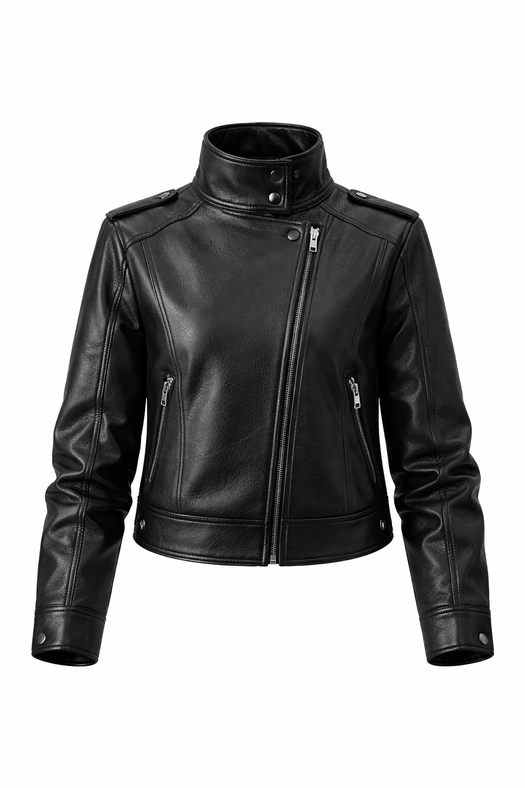 Women’s Minimalist Faux Leather Jacket – European Style Litchi Texture | Autumn & Winter - UltraChic
