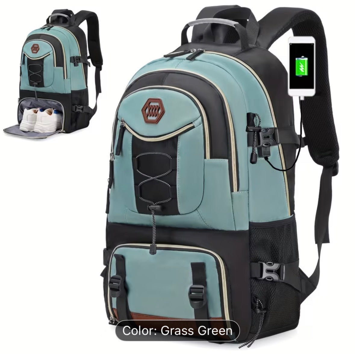 40L Large Travel Backpack for Men – Heavy Duty Hiking Backpack with Laptop Compartment & Shoe Storage - UltraChic