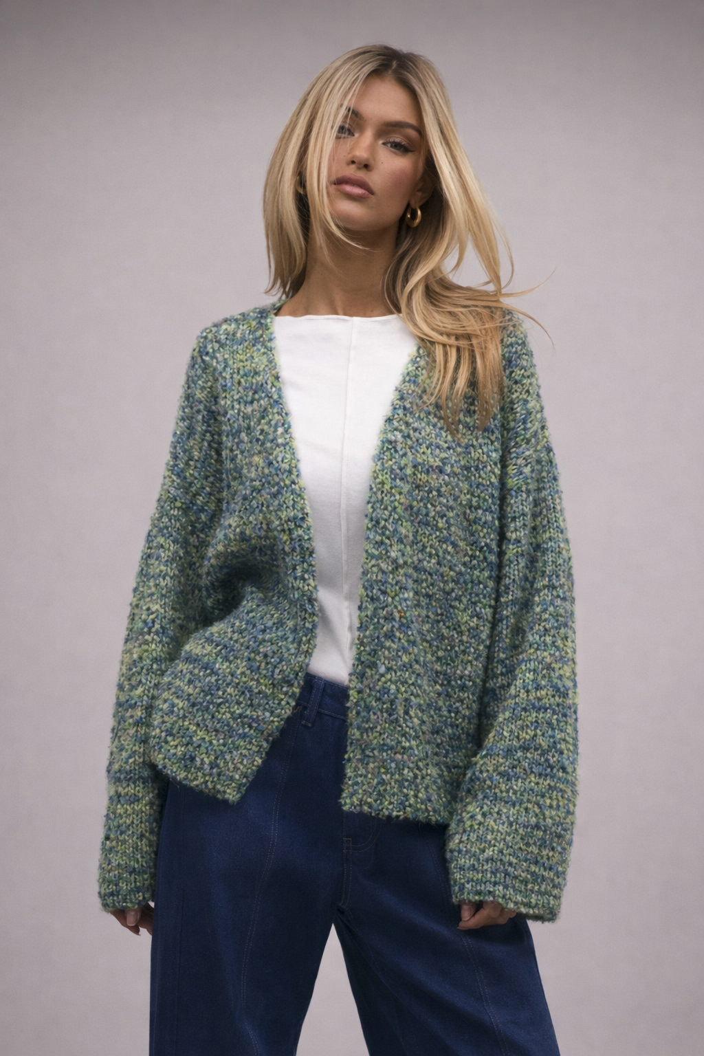 Women’s Oversized Flare Sleeve Knit Cardigan – Y2K 90s Casual Chic Sweater - UltraChic