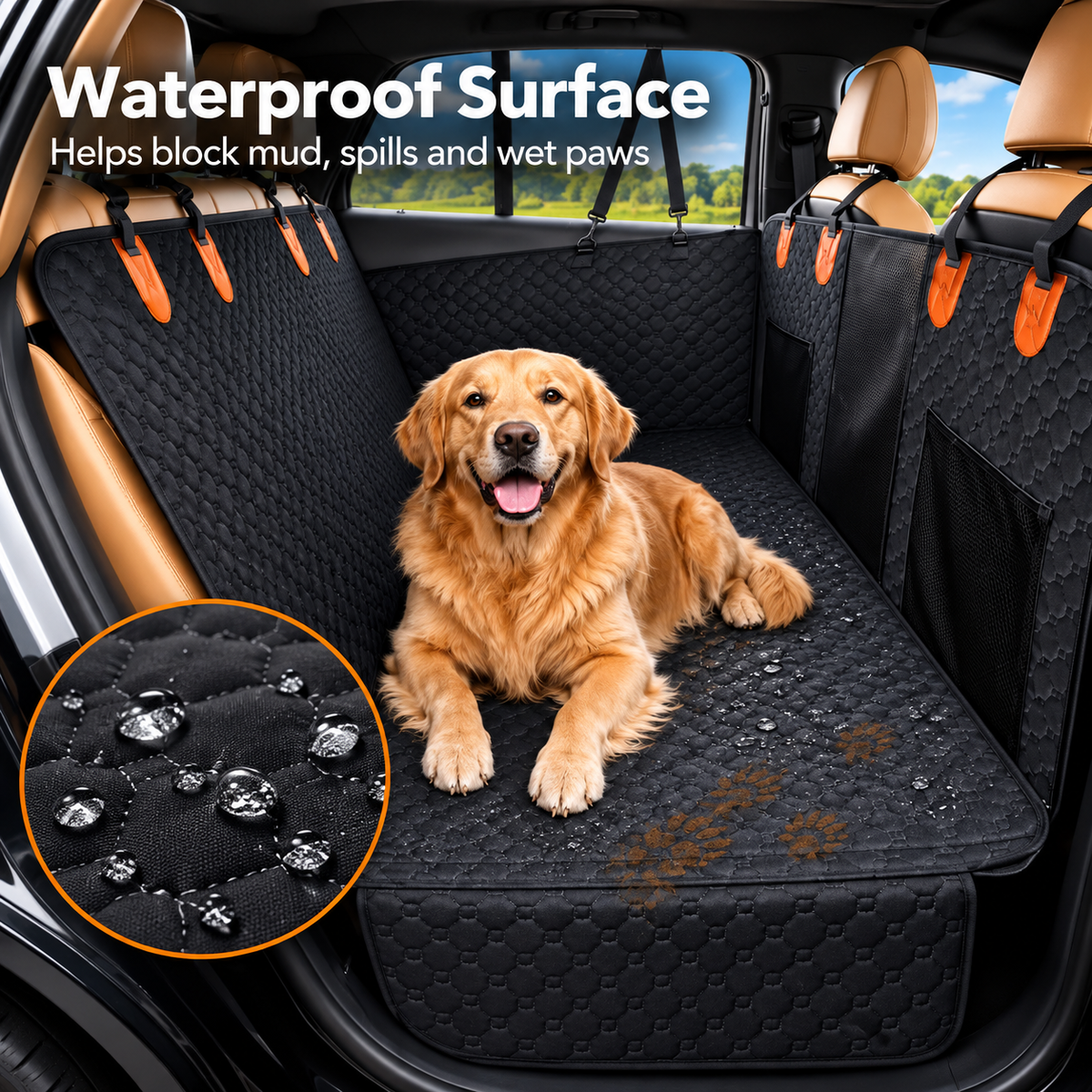 Dog Car Seat Cover – Waterproof Back Seat Protector for Pets