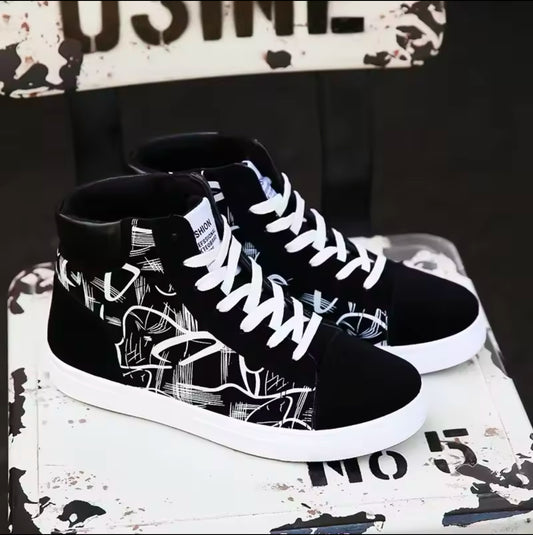 High Top Canvas Shoes for Men | Stylish Platform Sneakers for Spring & Winter | Casual Vulcanized Footwear for Students | Trendy Tenis Masculino for Every Occasion
