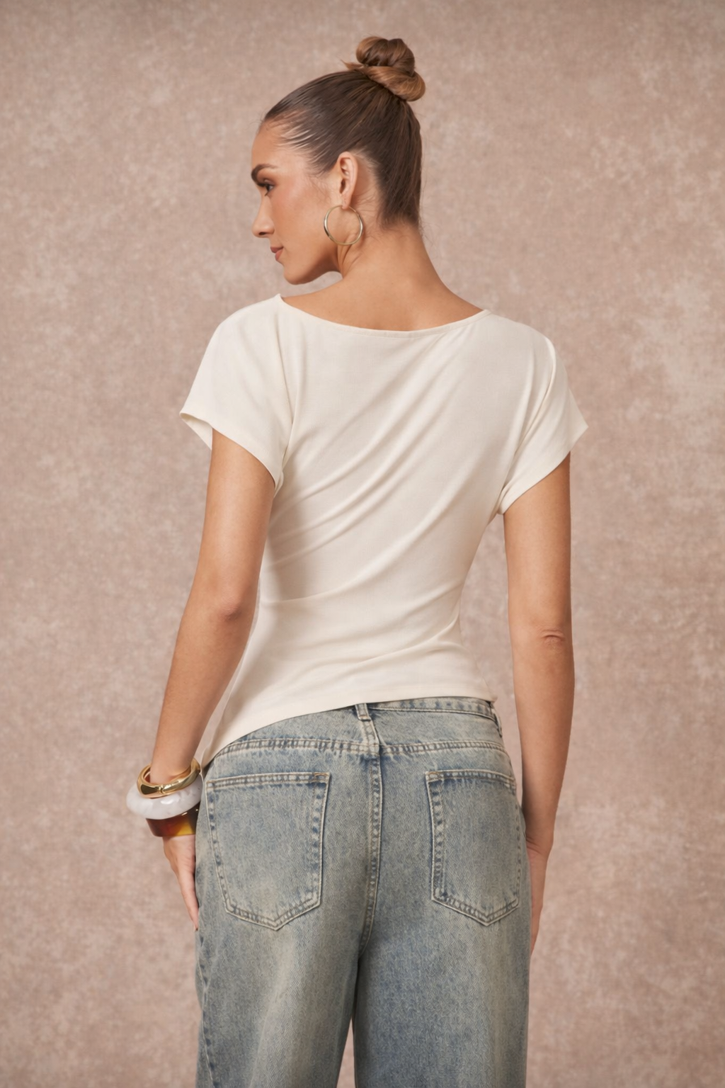 Women’s Pleated Asymmetric Hem Boat Neck Blouse – Elegant Spring Summer Occasion Top - UltraChic
