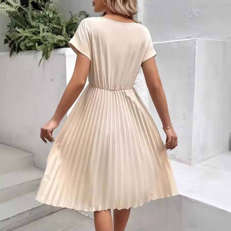 Clasi Elegance: Solid Pleated A-Line Maxi That Moves with You