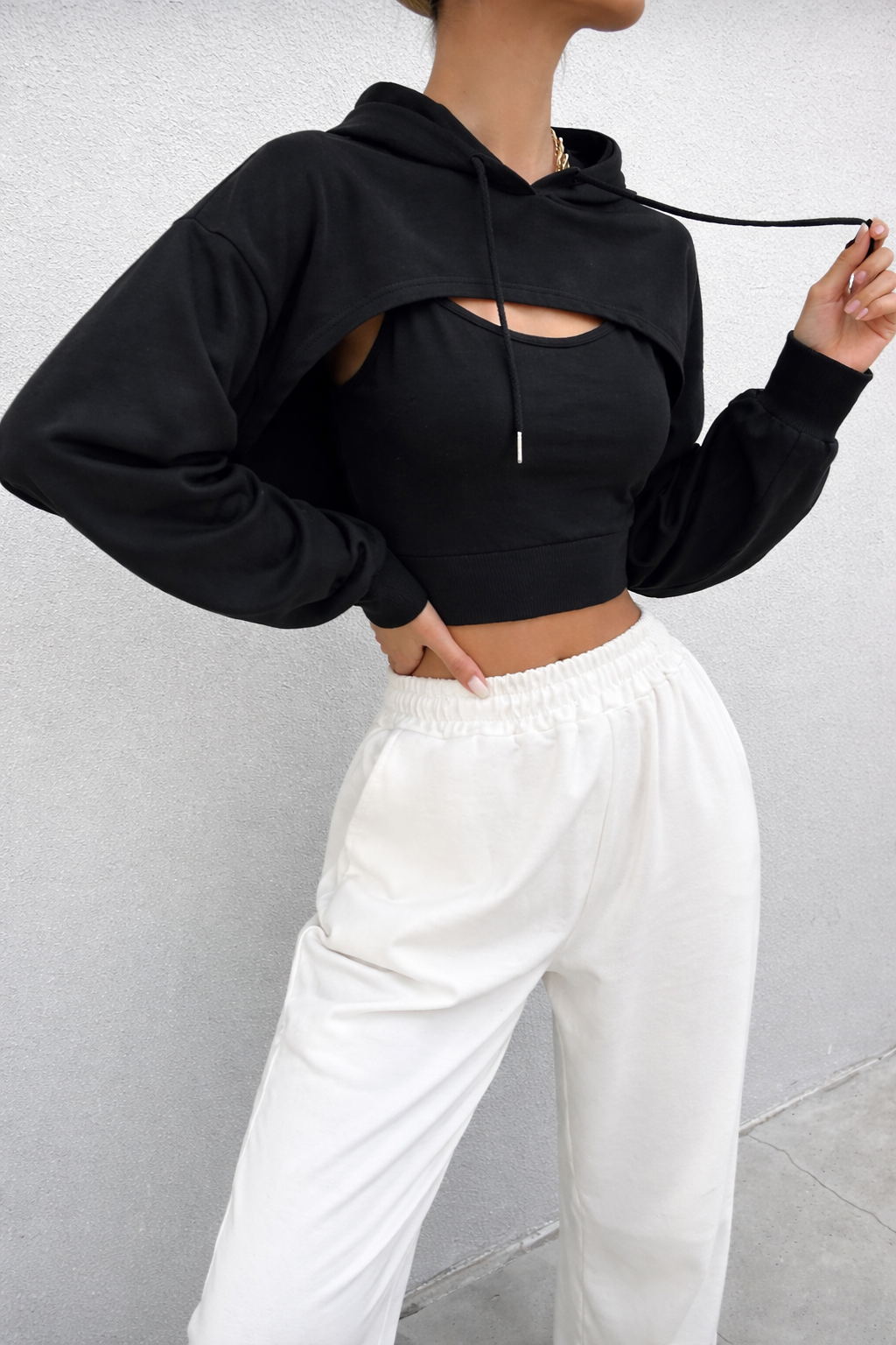 Women’s Super Crop Hoodie – Drop Shoulder Drawstring Fall Casual Streetwear Pullover - UltraChic