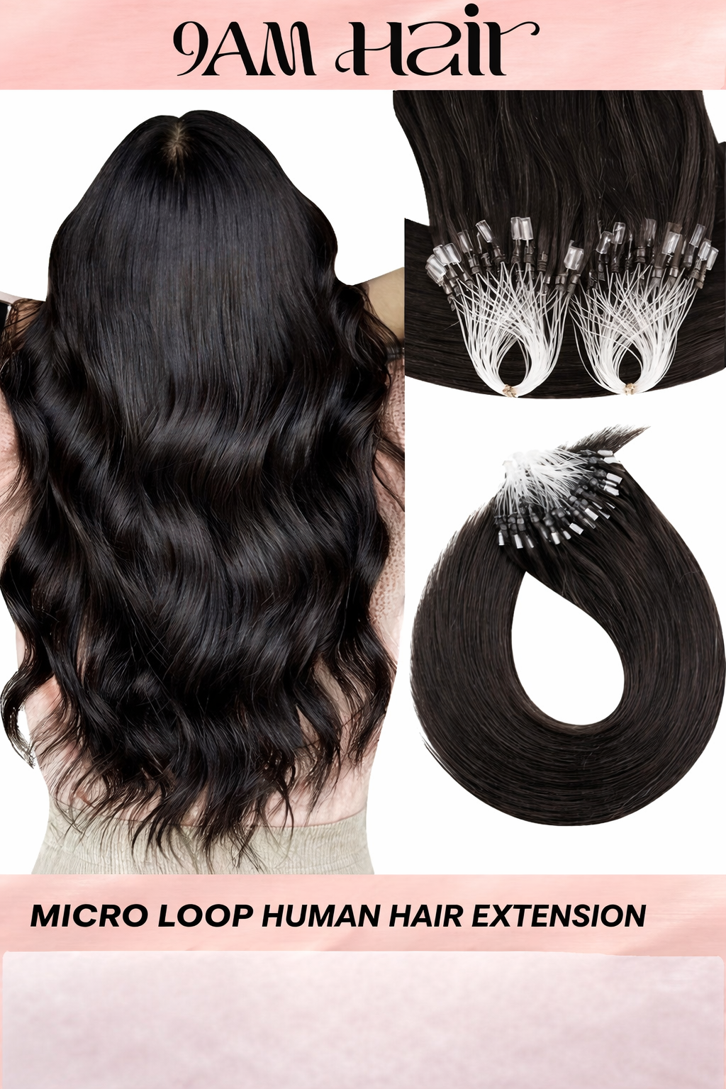 Human Hair Microlink Extensions 50 Strands – Silky Straight Micro Loop Light Brown Hair Extensions for Women