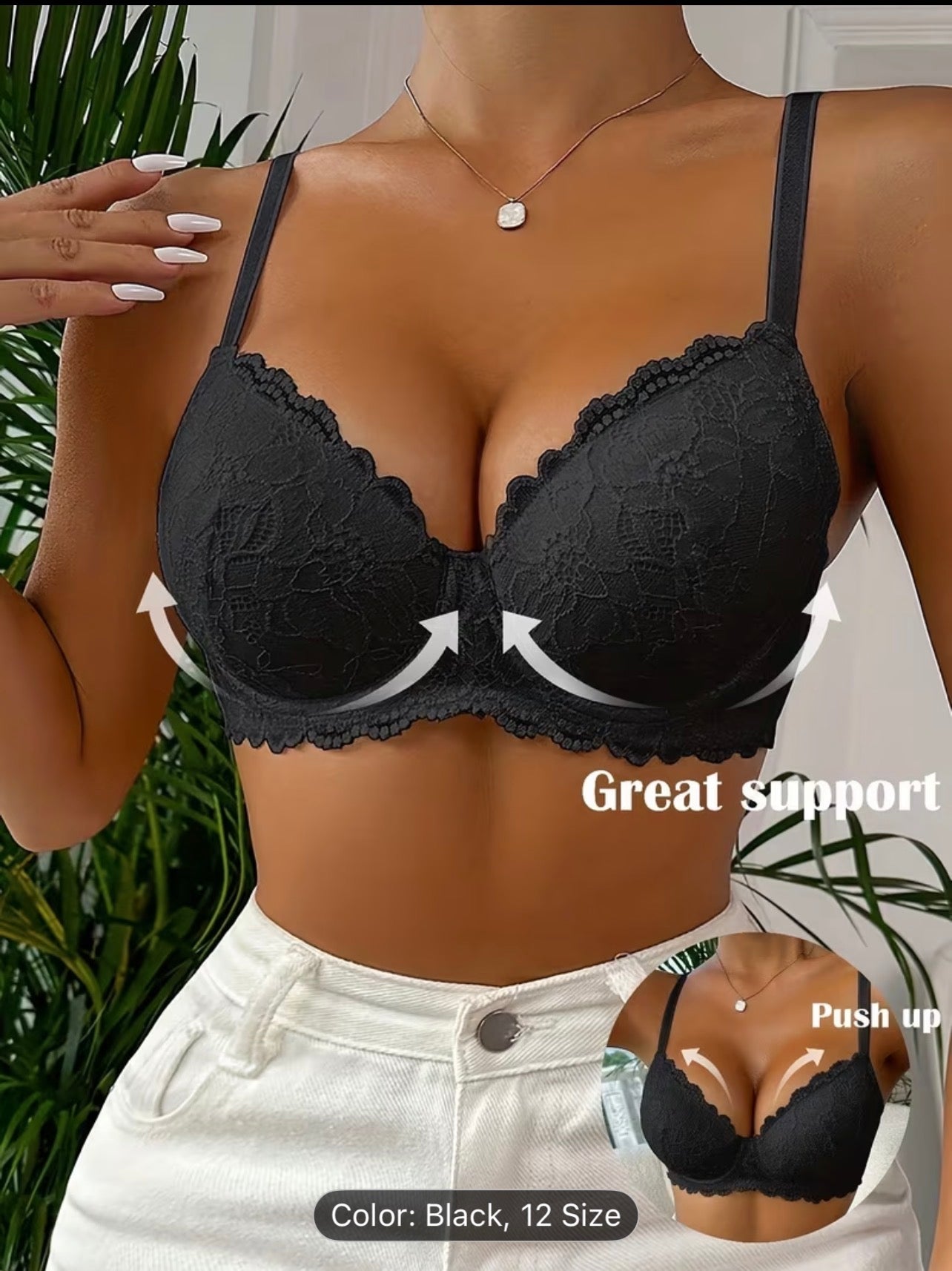 Women’s Lace Patchwork Underwire Bra – Elegant Supportive Lingerie - UltraChic